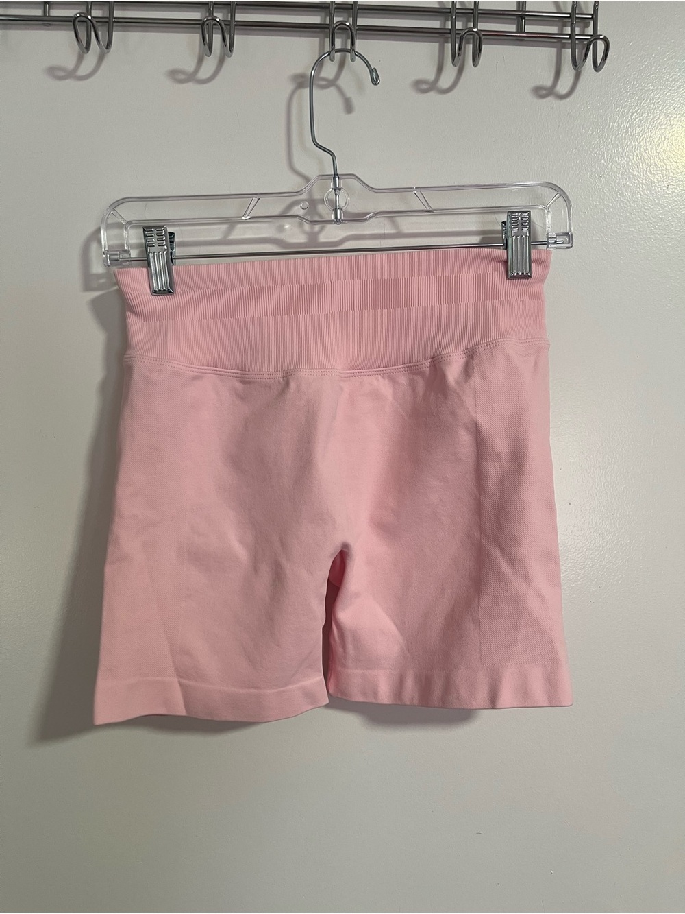 High-Waist Pink Stretch Booty Scrunch Bike Shorts